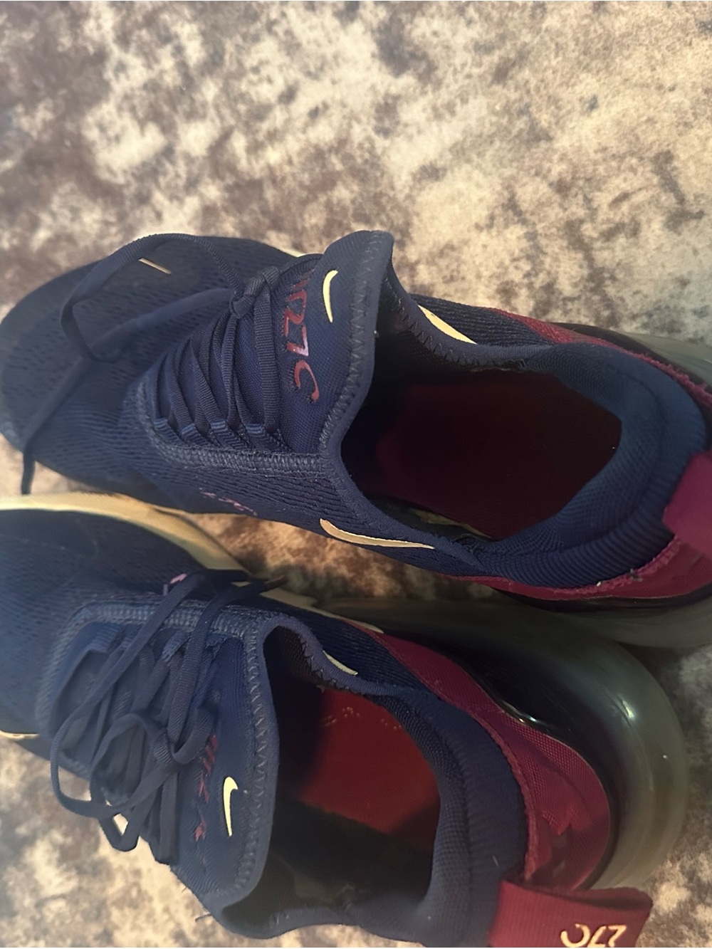 Nike Women’s Air Max 270 — Navy with Burgundy Accents - Picture 5 of 9